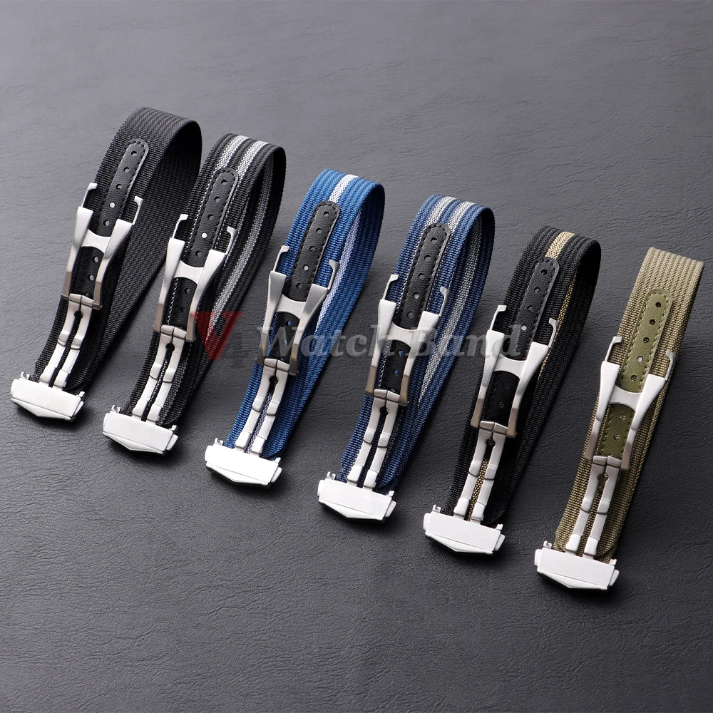 Canvas Nylon Watch Strap 20mm for Omega for Swatch for MoonSwatch for Seiko Men Women Sport Waterproof Folding Buckle Watchband