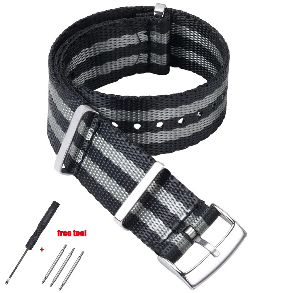 20mm High Density Nylon Watch Strap for Omega 007 Replacement Band for Rolex Premium Soft Straps Universal Sports Watch Band