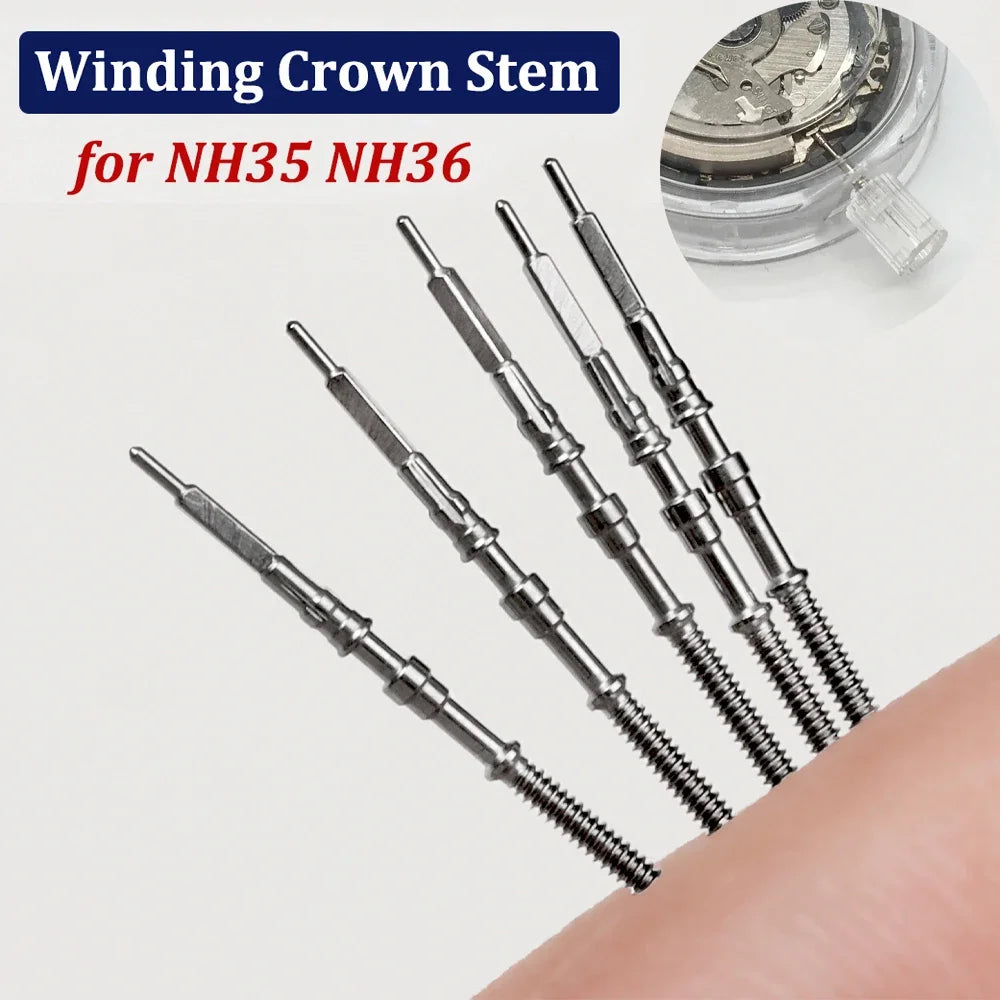 5pcs Watch Nh35a Movement Stem for SEIKONH35A NH36A Modification Replacement Parts Spare Stems Winding Stem Watch Movement Pin