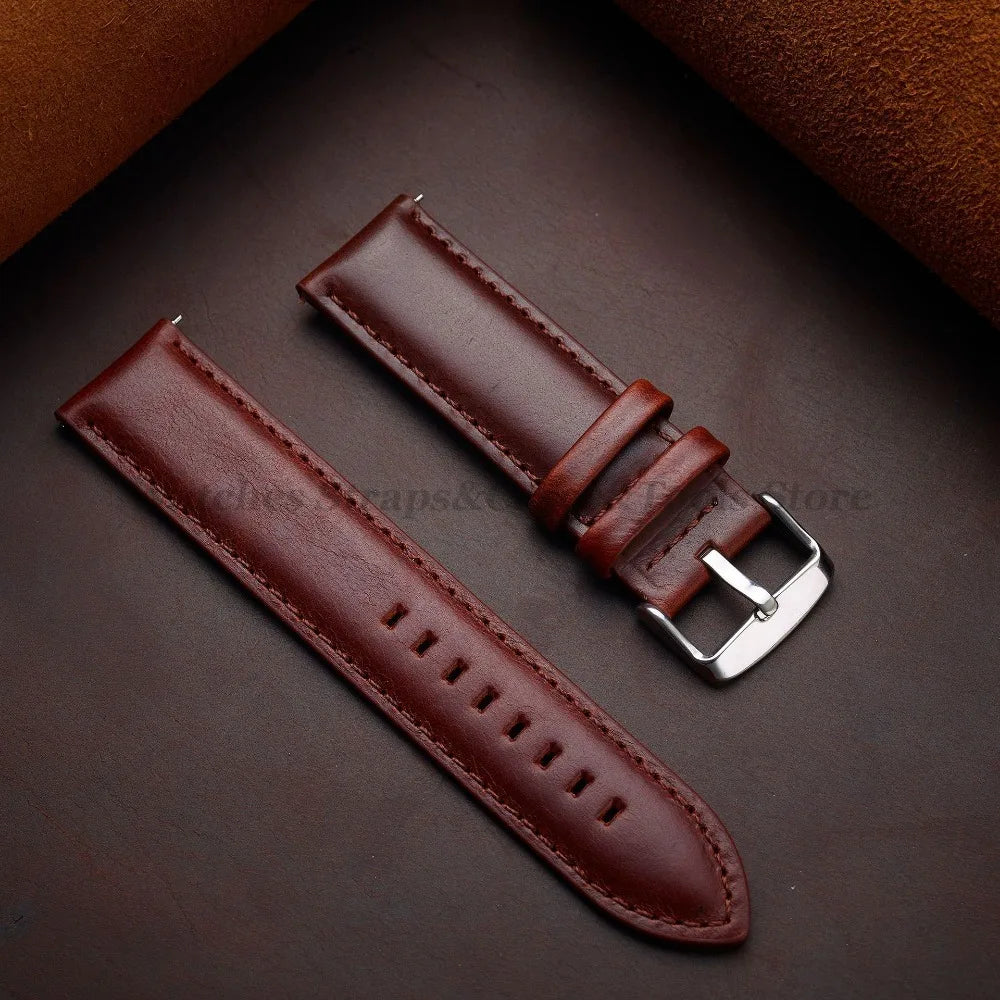 Quick Release Genuine Leather Watchband Strap 18mm 20mm 22mm 24mm 26mm for DW for Seiko Black Brown Wristband Men Women Bracelet