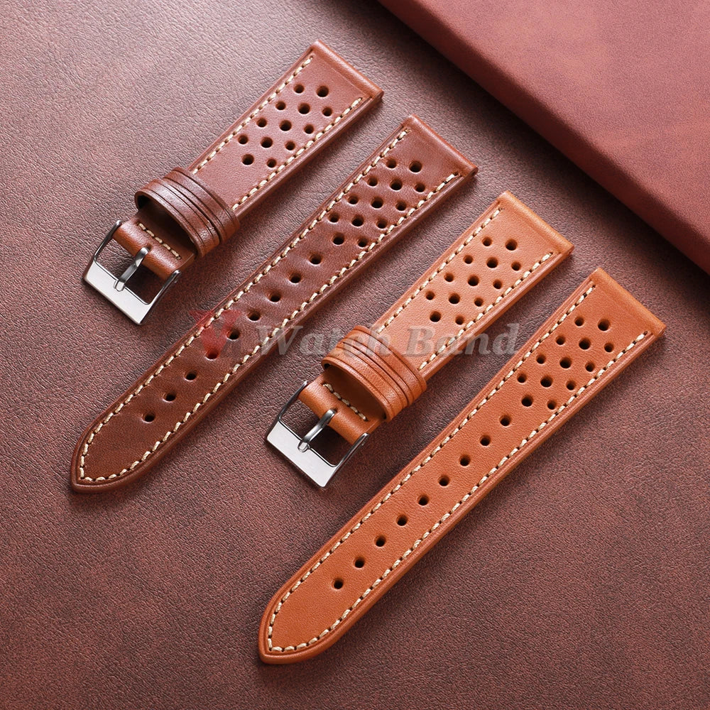 18/20/22mm Universal Genuine Cowhide Watch Band  for Samsung Watch 8/7/6/5/4/3 Vintage Straps Breathable Bracelet Belt Accessory