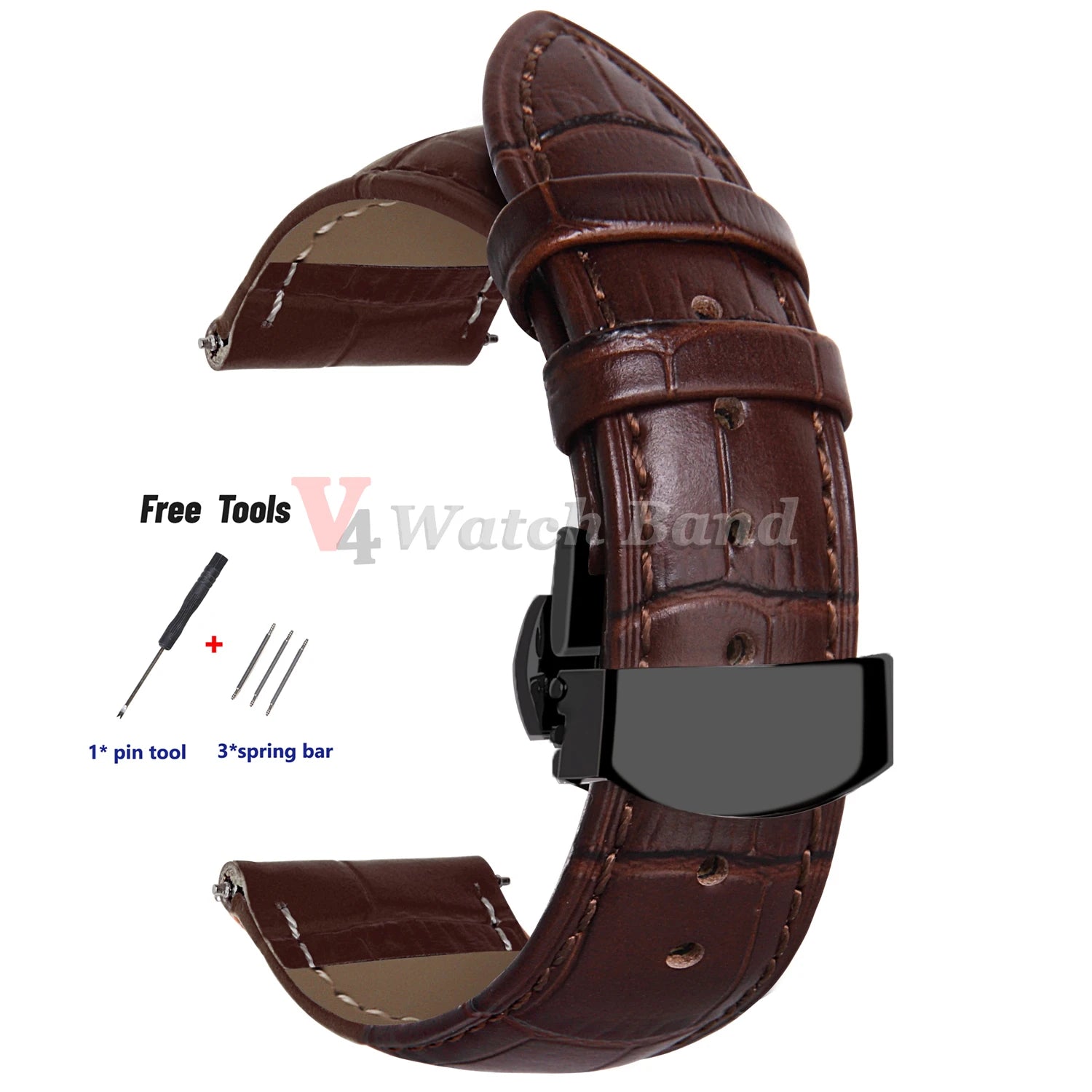 18mm 20mm 22mm 24mm Genuine Leather Watchband Crocodile Pattern Straps Men Women Replacement Universal Bracelet