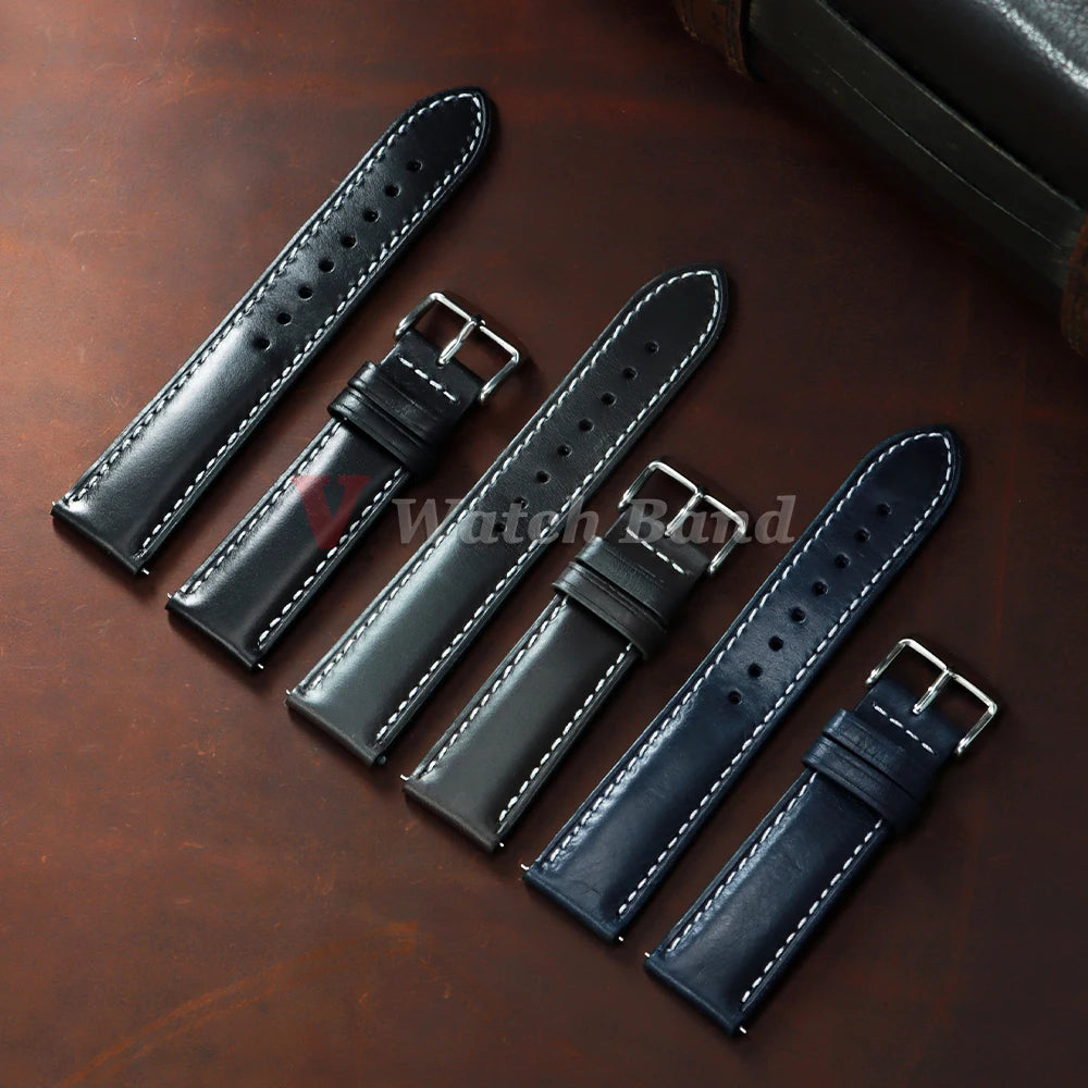 Retro Oil Wax Genuine Leather Watchband Quick Release Calfskin Strap for Seiko 18 20 22mm Wristband for Rolex Watch Accessories