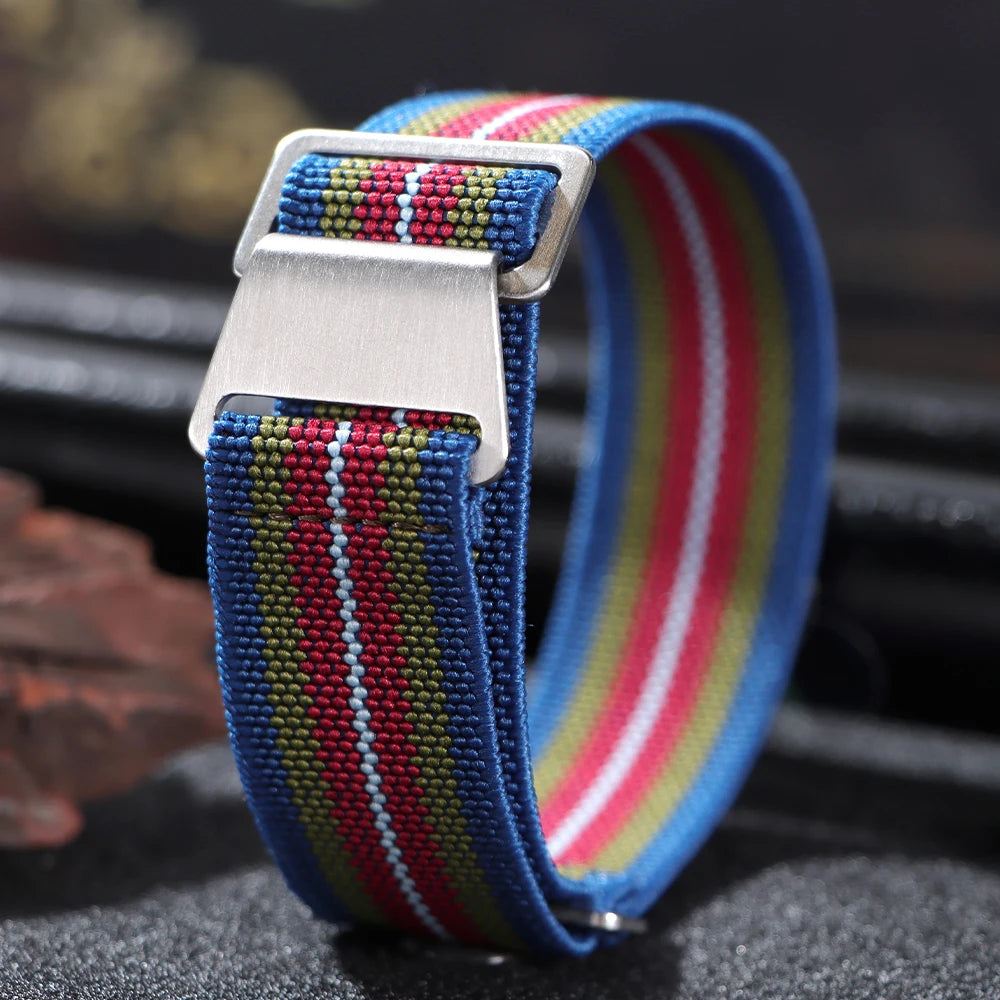 18/20/22mm Nylon Watchband for Seiko Army Military Woven Elastic Strap for French Troops Parachute Bag Universal Men Sport Band