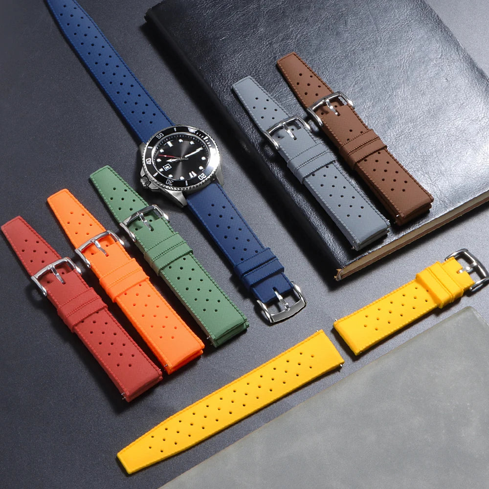 20mm 22mm Tropic Silicone Watch Strap for Seiko for Fossil Wrist Band for Oris Quick Release Rubber Bracelet Replacement