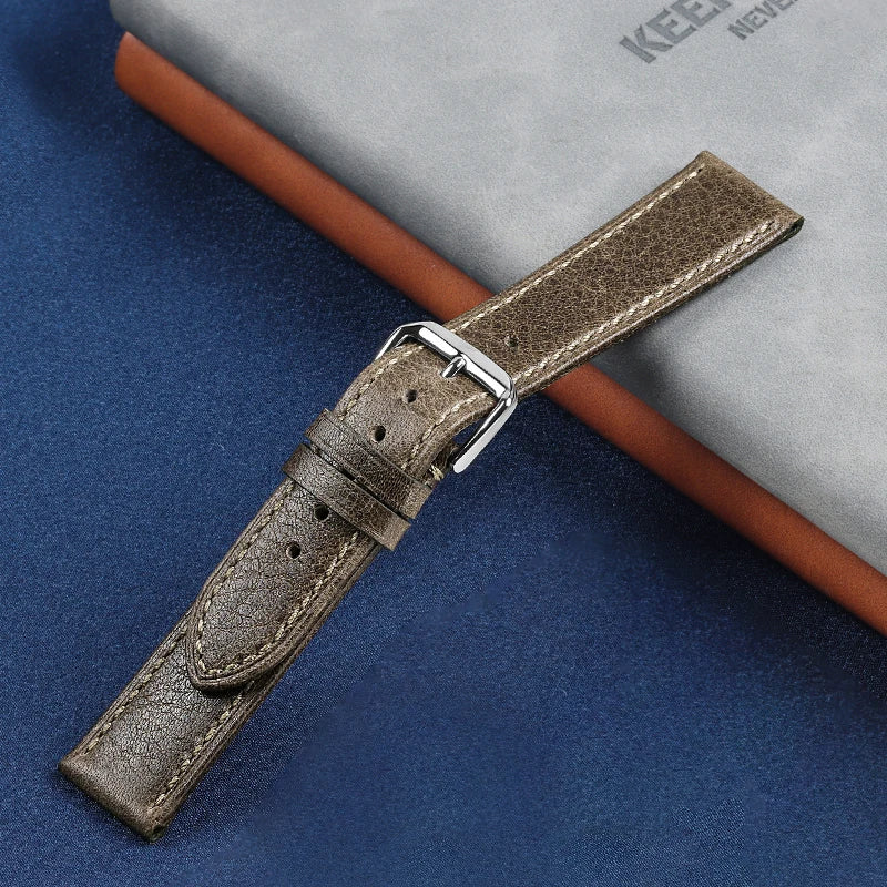 Genuine Cowhide Strap for Casio for Seiko for Omega  High Quality Crazy Horse Cowhide Watch Band for Rolex 18 22 22mm