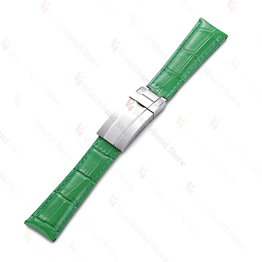 20mm Watch Band for Rolex SUBMARINER Yacht-Master DAYTONA GMT Cowhide Leather Men Strap Waterproof Wrist Belt Watch Accessories