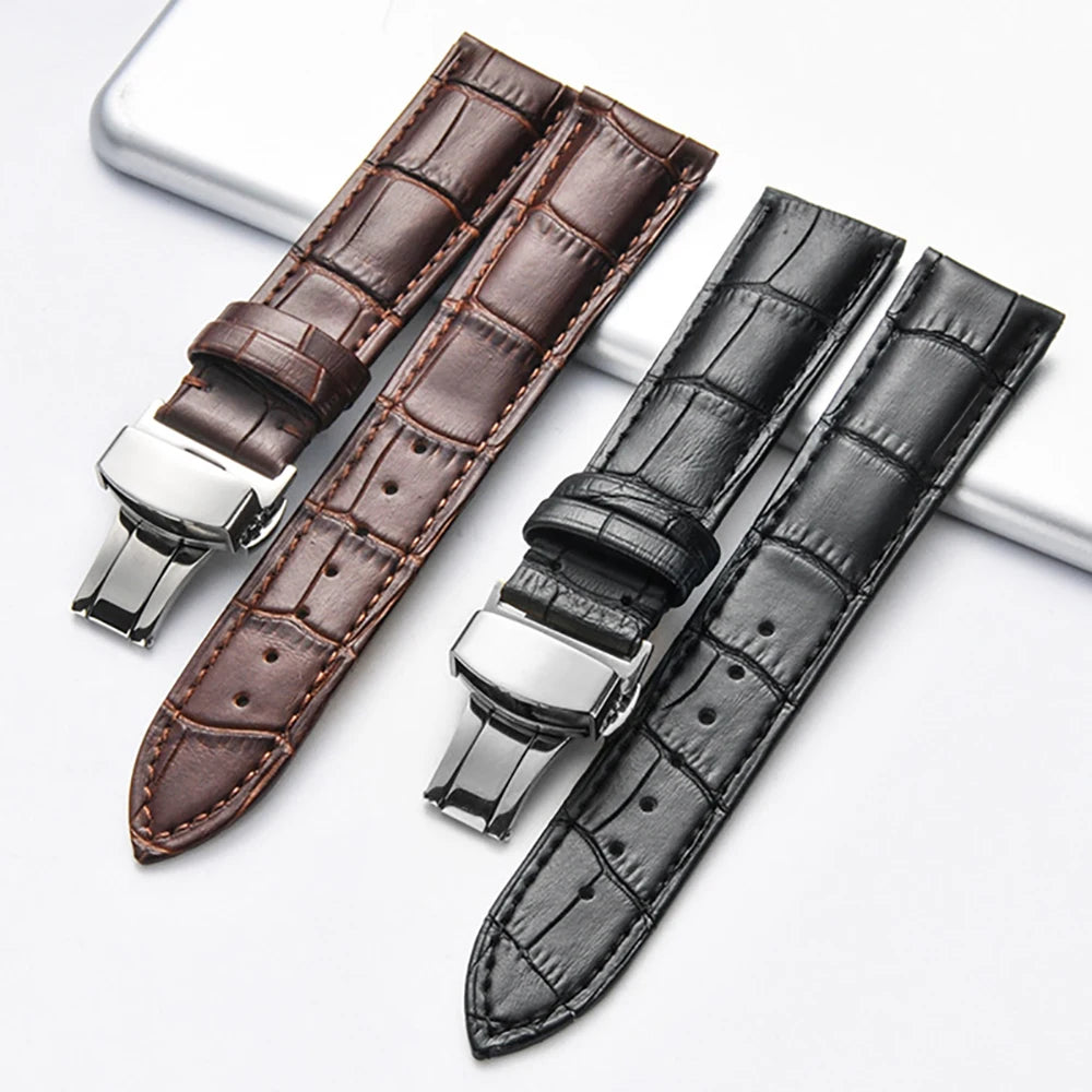 18mm 20mm 22mm 24mm Genuine Leather Watchband Crocodile Pattern Straps Men Women Replacement Universal Bracelet