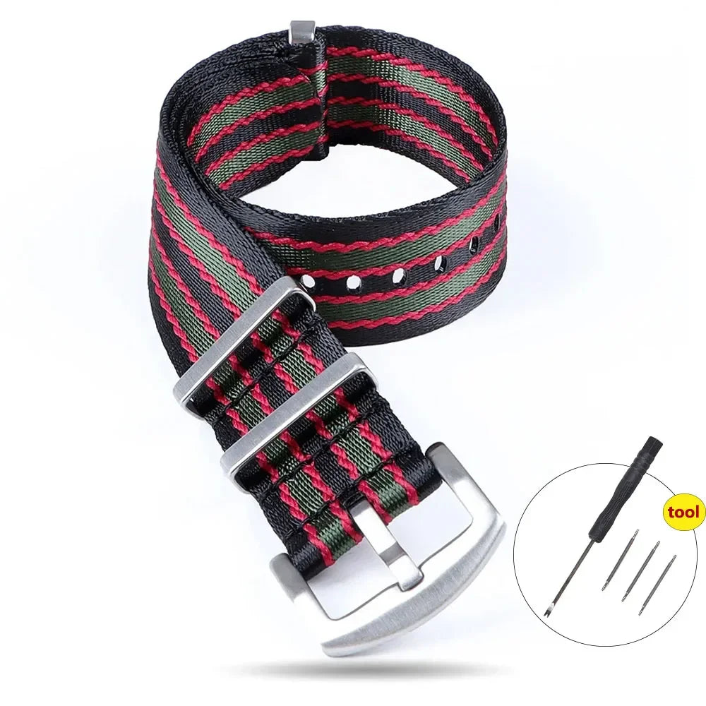 High Density Nylon Strap for Omega Seamaster 007 20mm 22mm Soft Nylon Bracelet for Seiko Military Watchband for Samsung Galaxy
