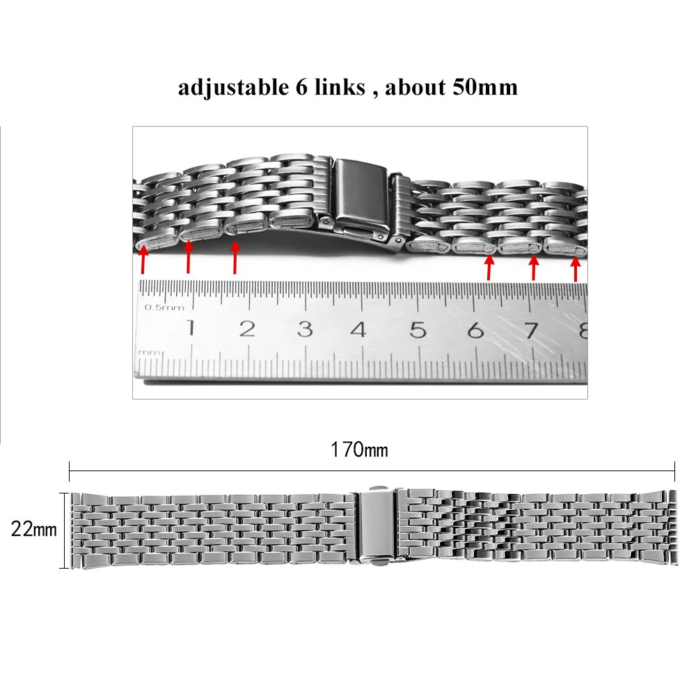 18/20/22mm Universal Adjustable Watchband for Rolex Diving Metal Belt Bracelet for Omega Solid Stainless Steel Strap for Seiko