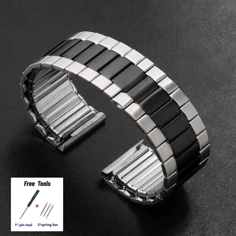 22mm Brush Stainless Steel Elastic Strap Metal Expansion Brushed Bracelet for Xiaomi for Huawei Watch Gt3/Gt4 46mm Watch Band