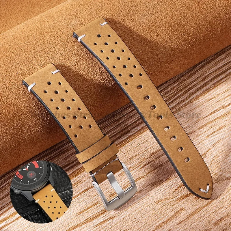 20mm 22mm Leather Strap for Samsung Galaxy Watch 7/6/5/4 40 44mm Band Vintage Bracelet for Redmi Watch 5 Lite/Active Correa Belt
