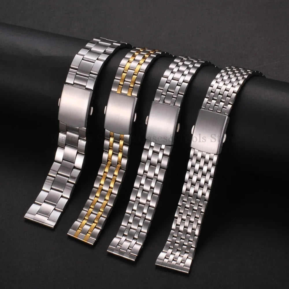 Stainless Steel Watch Strap Folding Buckle Silver Gold Women Men Bracelet 18mm 20mm 22mm for Huawei Watch Gt3/Gt4 46mm Wristband