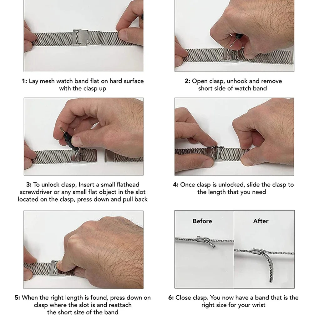 1.0mm Milanese Mesh Wrist Band18mm 20mm 22mm 24mm Watch Band Quick Release Stainless Steel Strap 3.0mm Thick Heavy Bracelet