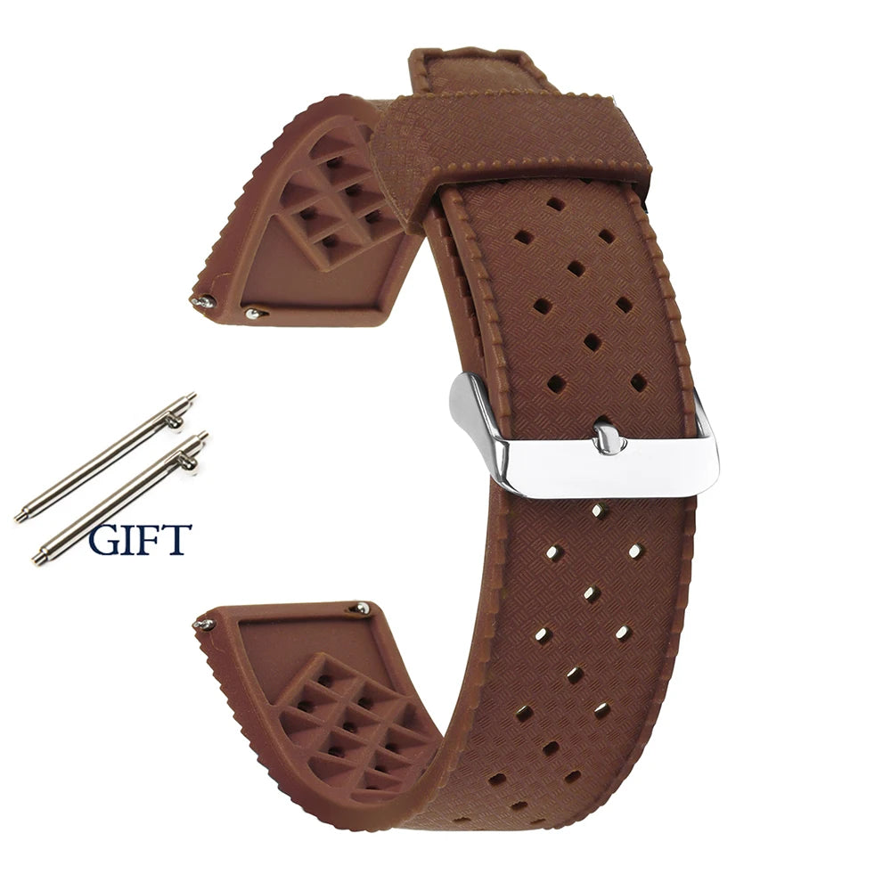 Premium Tropic Rubber Watchband for Seiko 20 22mm Quick Release Band for Fossil Strap for Oris Silicone Tropical Waterproof Band