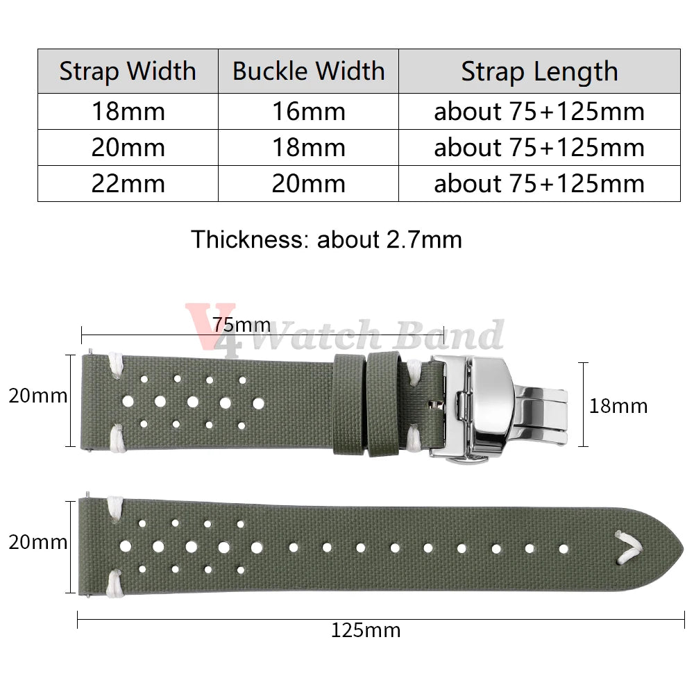 Quick Release Nylon Sailcloth Watch Strap 18mm 20mm 22mm Bracelet with Butterfly Buckle Band for Omega for Seiko Watchband