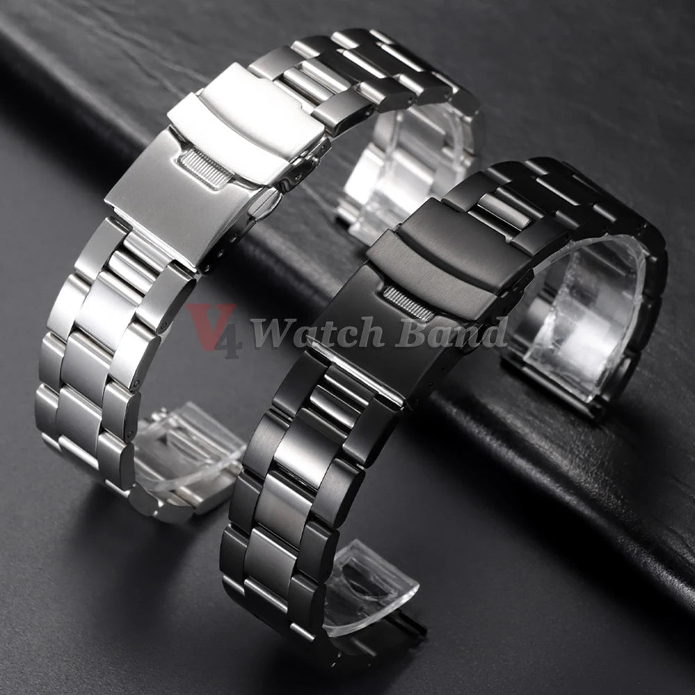Universal Watchband for Rolex Diving Metal Belt Bracelet for Omega 20mm 22mm 24mm 26mm 28mm Solid Stainless Steel Strap ForSeiko