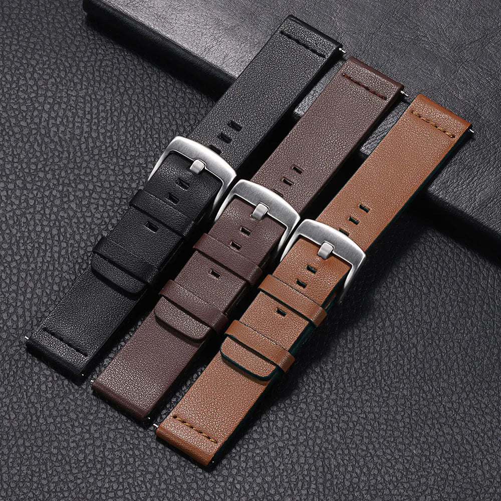 Strap for Samsung Galaxy Watch 6 5 4 45 40 44 42 46mm Universal Wrist Strap Genuine Leather Watchband 18mm 20mm 22mm 24mm