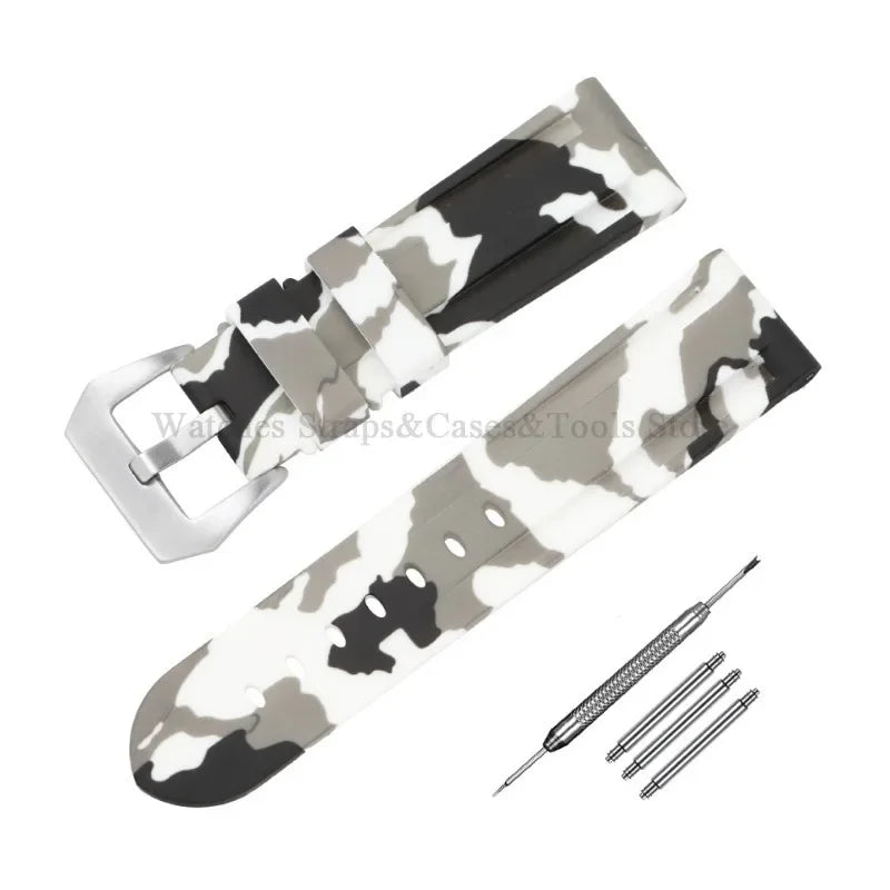 Camouflage Rubber Strap For Panerai Band 20mm 22mm 24mm 26mm Silicone MenSport Waterproof Wristband For Omega Universal Bracelet