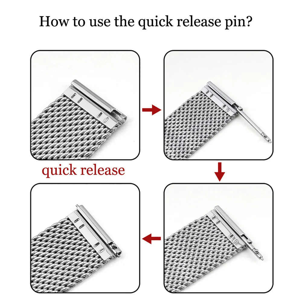 1.0 Mesh Milanese Strap for Seiko 18mm 20mm 22mm 24mm Quick Release Bracelet for DW Steel Band Mesh Strap Male Watch Accessories