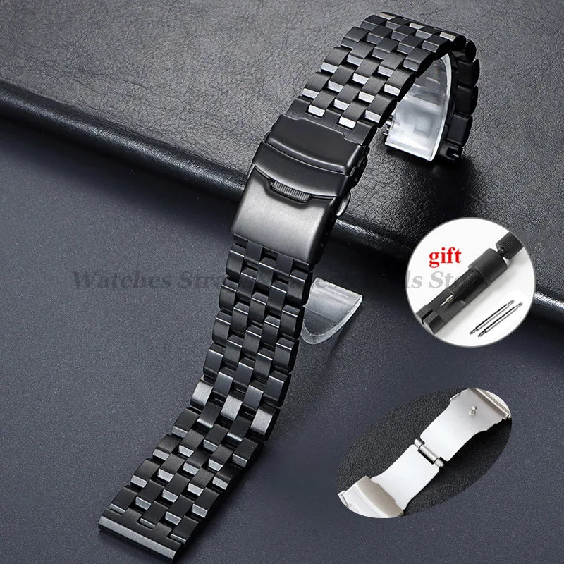 High Quality Solid Stainless Steel Strap 18 20mm 22mm 24mm 26mm Watch Band Flat Interface for Seiko for Citizen Luxury Wristband