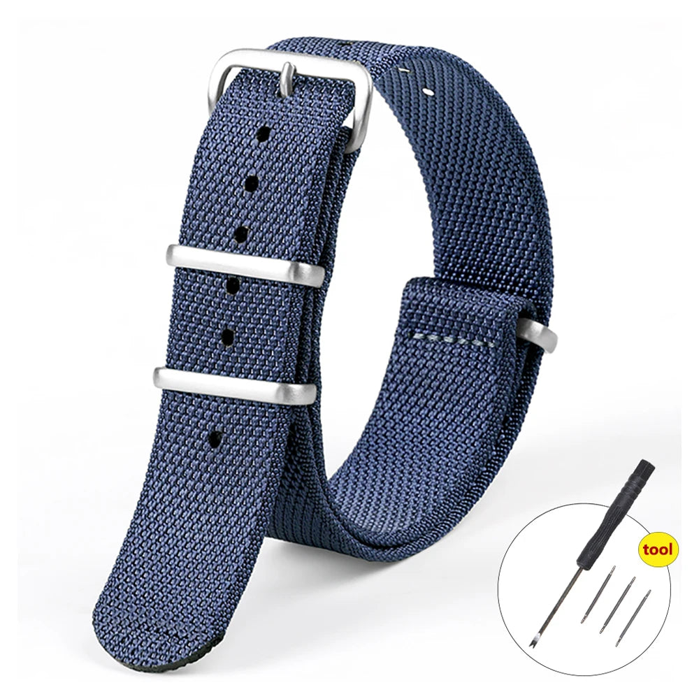 New Ribbed Nylon Watch Strap for Omega Seamaster 007 Watch Band 20mm 22mm Accessories for Seiko Military Watch Bracelets
