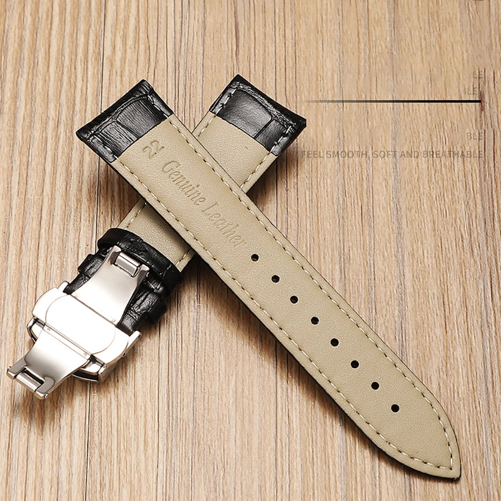 18mm 20mm 22mm 24mm Genuine Leather Watchband Crocodile Pattern Straps Men Women Replacement Universal Bracelet