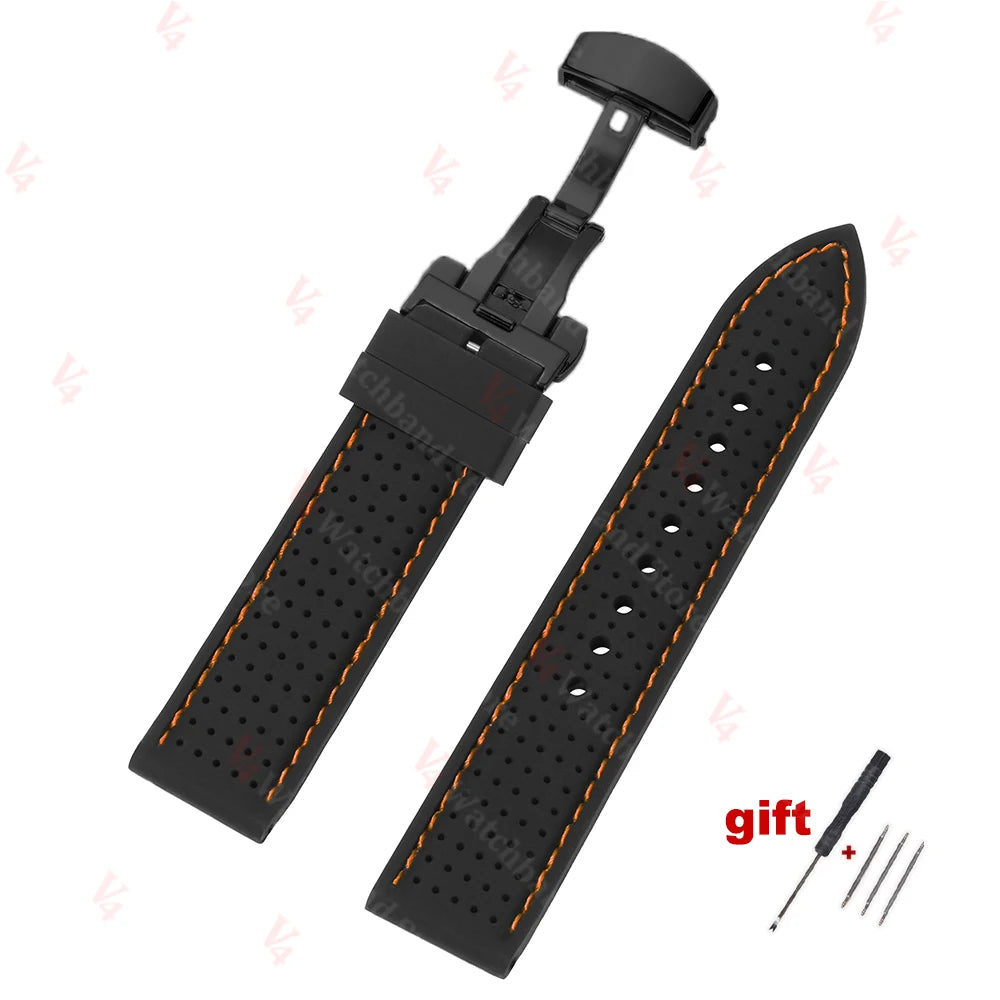 20mm 22mm 24mm Premium Silicone Watch Band Waterproof Soft Rubber Strap Breathable Watch Strap Replacement for Universal Watch