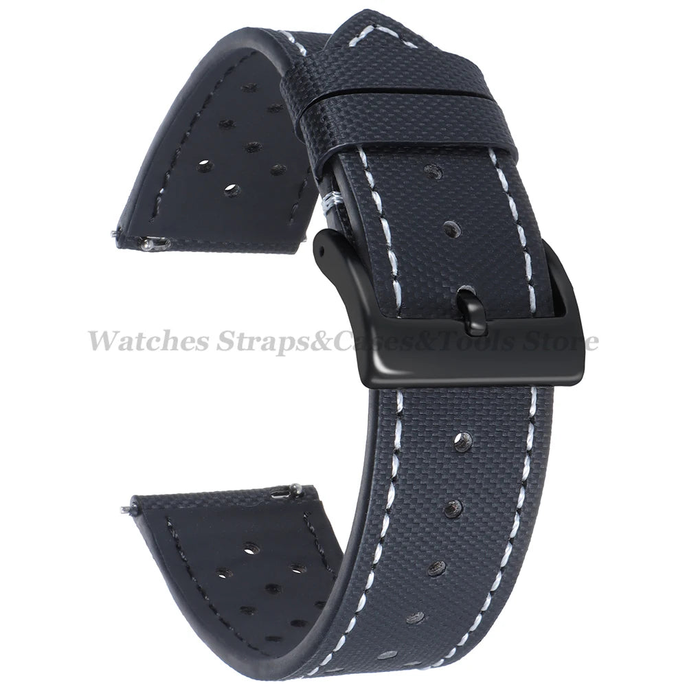 Premium Sailcloth Watch Strap for Seiko for Omega 18mm 20mm 22mm Qucik Release Fabric WatchBand Butterfly Buckle for HuaweiWatch