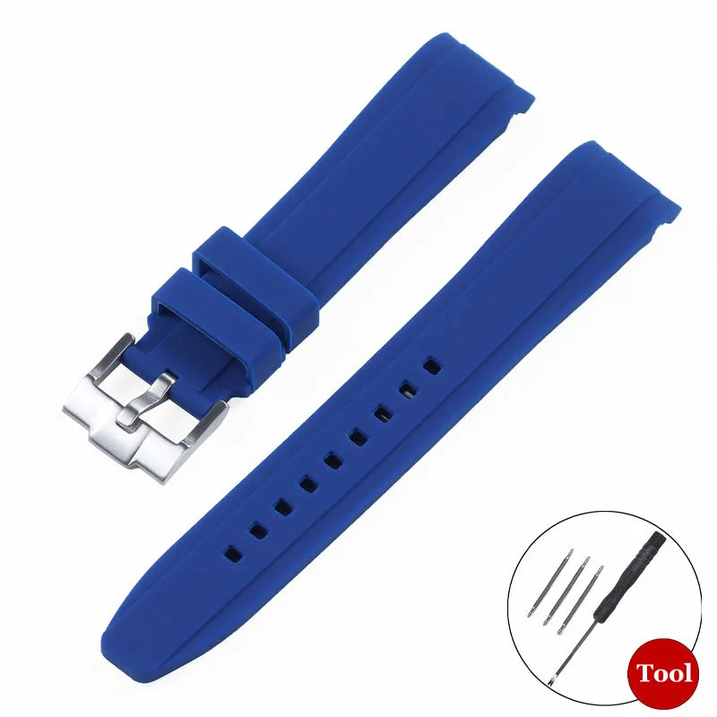 20mm Curved Rubber Watch Strap for Omega for Swatch for Moonswatch Soft Waterproof Sport Wrist Bracelet Women Men Accessories