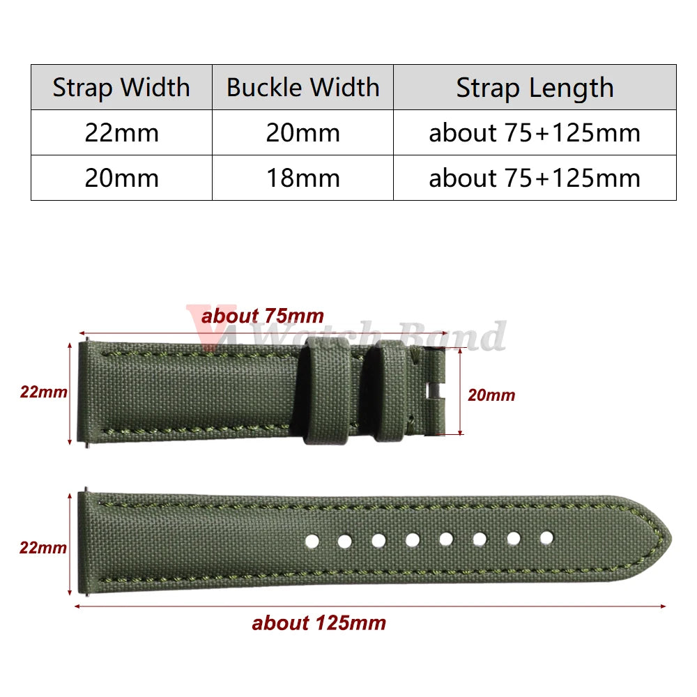 20mm 22mm Nylon Quick Release Waterproof Watch Bands Sailcloth Straps for Omega for Blancpain for Seiko Divers Watches Men Women