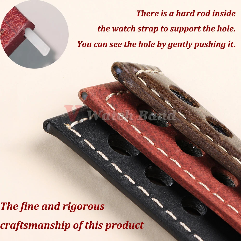 Vintage Retro Leather Strap 20mm 22mm 24mm For Samsung 3/4/5pro For Huawei GT2 3 Band Men Women Universal Bracelet Accessories