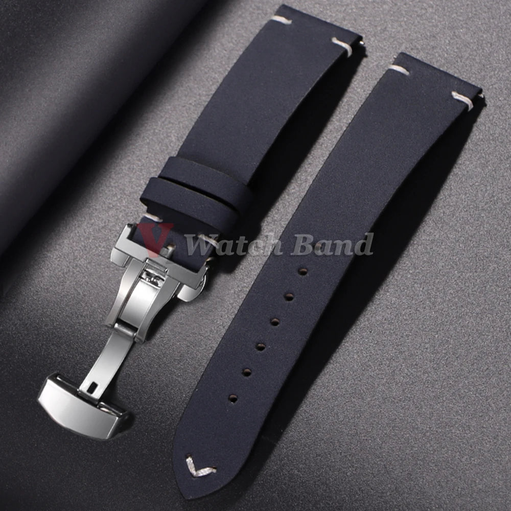 Vintage Stitching Strap for Samsung Galaxy Watch6 5 4 Quick Release Butterfly Buckle Soft Wristband for Seiko 20mm 22mm Bracelet