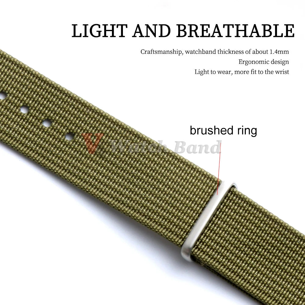 19mm 18mm 20mm 22mm Ribbed Nylon Watch Strap for Swatch for Omega for Rolex for Seiko for Moonswatch Army Military Watch Band