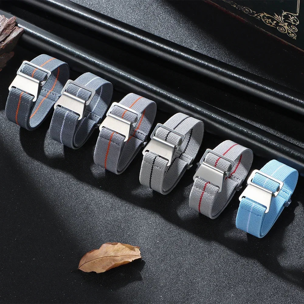 18/20/22mm Nylon Watchband for Seiko Army Military Woven Elastic Strap for French Troops Parachute Bag Universal Men Sport Band