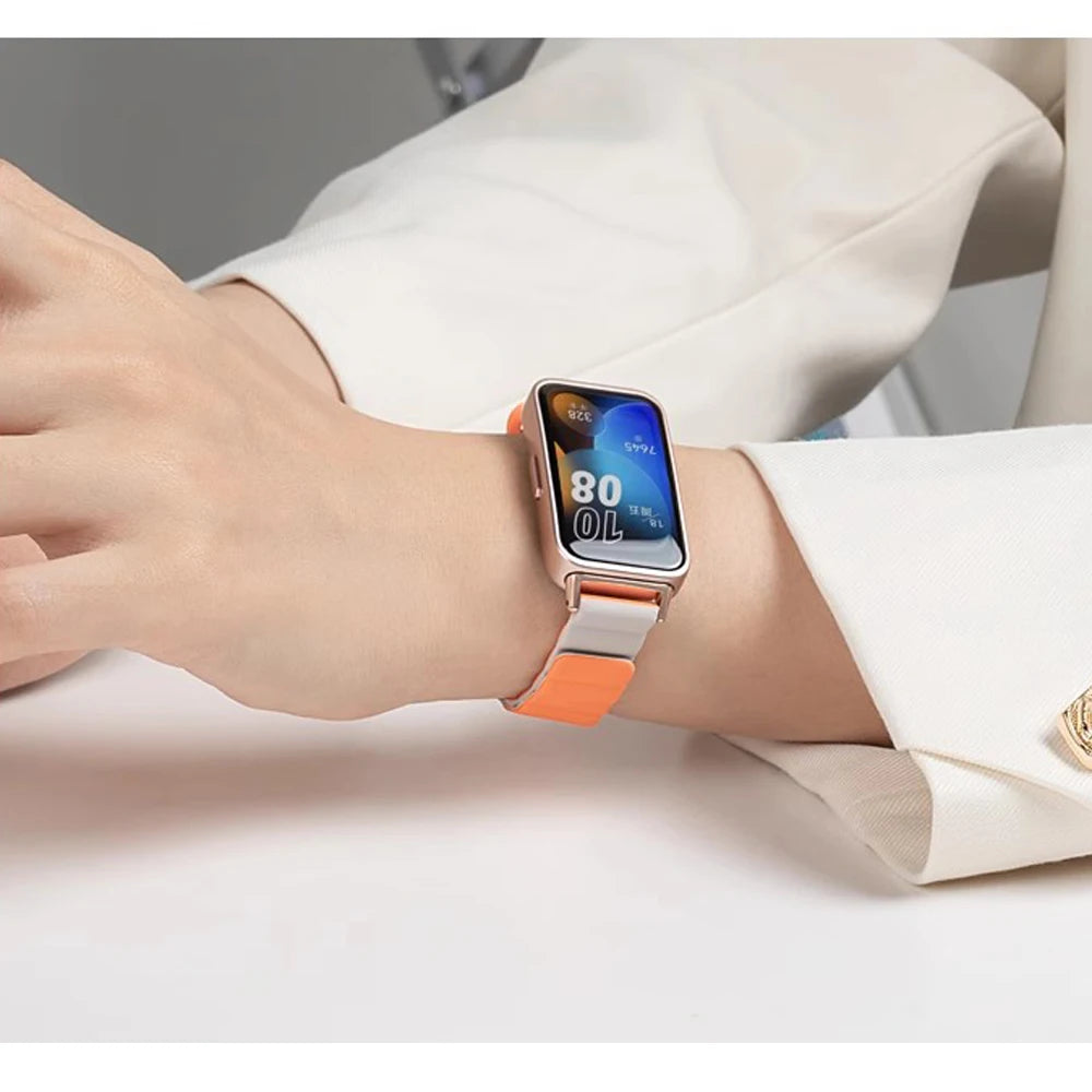 Women Slim Strap For Huawei Band 9 Colorful Silicone Magnetic Bracelet For Huawei Band 8 Sport Wristband Correa Accessories