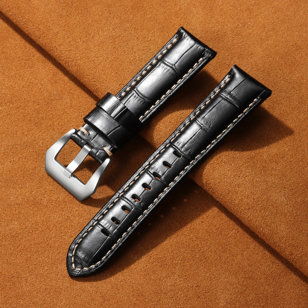 Genuine Leather Watch Band Bracelet 20mm 22mm 24mm 26mm for Panerai Cowhide Vintage Watchband for Samsung Galaxy Watch 3 4 Strap