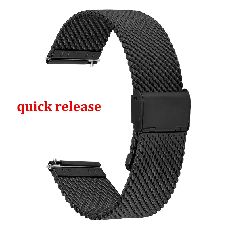 1.0 Mesh Milanese Watch Strap QuickRelease Stainless Steel Bracelet 3mm Thickness for DW for Omega Wristband 18mm 20mm 22mm 24mm