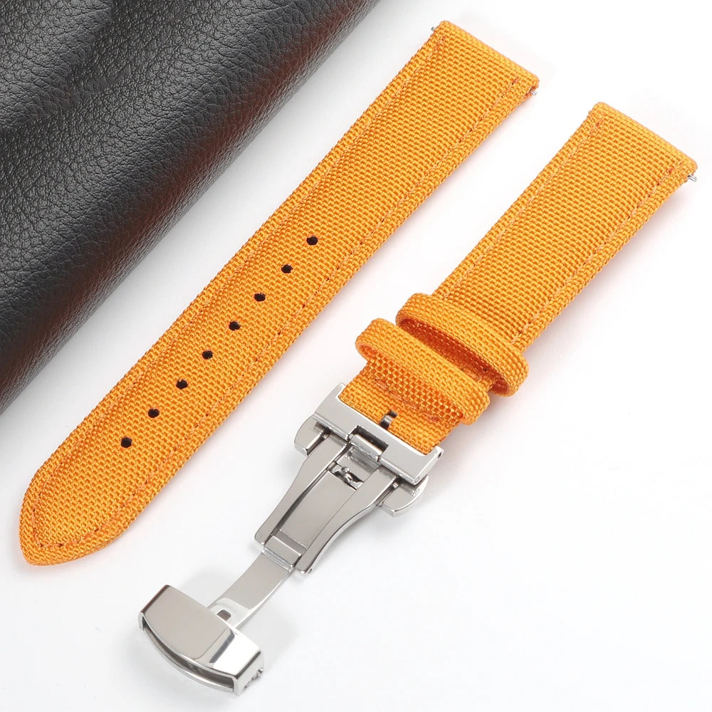 Quick Release Nylon Sailcloth Watch Strap 18mm 19mm 20mm 21mm 22mm 24mm Butterfly Buckle Band For Omega For Seiko Watchband
