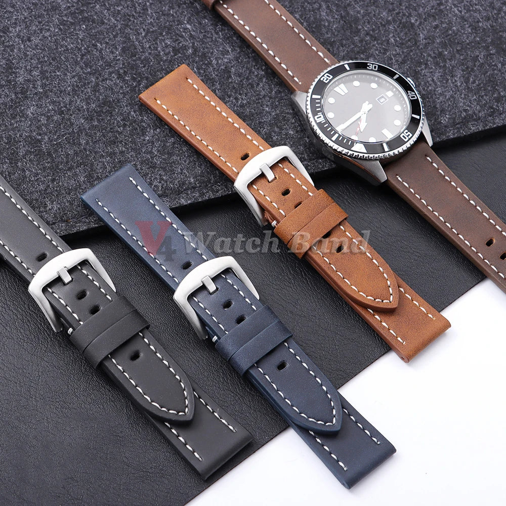 20mm 22mm Watch Band PUleather Strap for Samsung Galaxy Watch 3 Active2 40 44mm Huawei Gt5/4/3/2 Watchband Men Watch Accessories