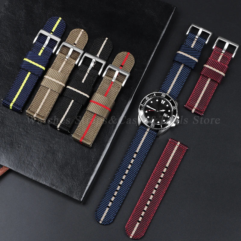 20mm 22mm Nylon Watch Strap Thicken Watchband Fabric for Military Wristband for Tudor for Seiko Canvas Replacement Watch Straps