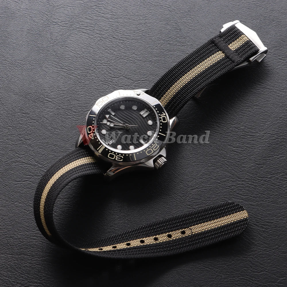 Canvas Nylon Watch Strap 20mm for Omega for Swatch for MoonSwatch for Seiko Men Women Sport Waterproof Folding Buckle Watchband