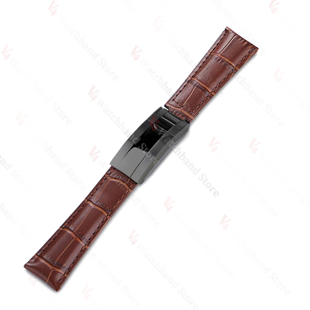 20mm Watch Band for Rolex SUBMARINER Yacht-Master DAYTONA GMT Cowhide Leather Men Strap Waterproof Wrist Belt Watch Accessories