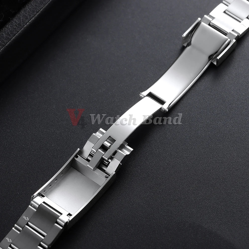 Curved End Metal Watch Strap 20mm for Rolex for Oyster Perpetual Stainless Steel Wrist Band Folidng Buckle Bracelet Accessories