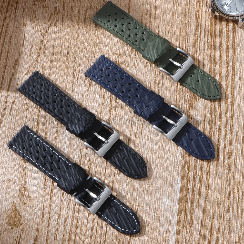 Premium Sailcloth Watch Strap for Seiko for Omega 18mm 20mm 22mm Qucik Release Fabric WatchBand Butterfly Buckle for HuaweiWatch