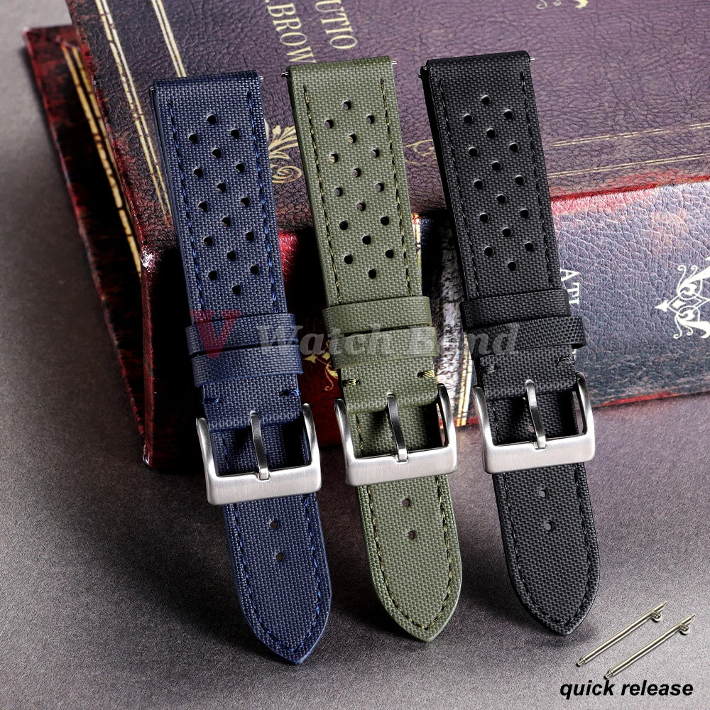 Waterproof Sailcloth Watch Strap for Rolex Two-Sided Nylon Watchband for Omega 18mm 20mm 22mm Quick Release Sport Wristband Belt