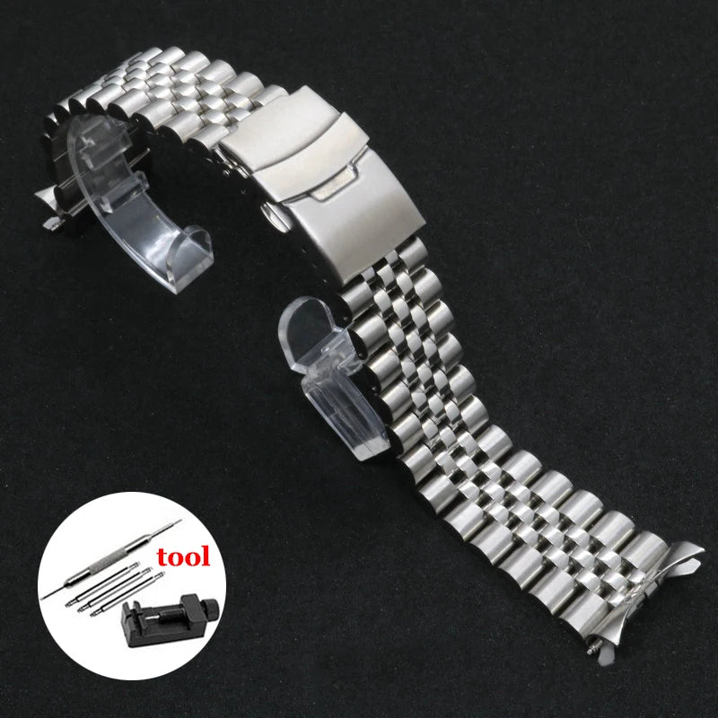 For Seiko SKX007 SKX009 Solid Stainless Steel Watch Band 20mm 22mm Men's Sports Strap for Jubilee Curved End Bracelet for Oyster