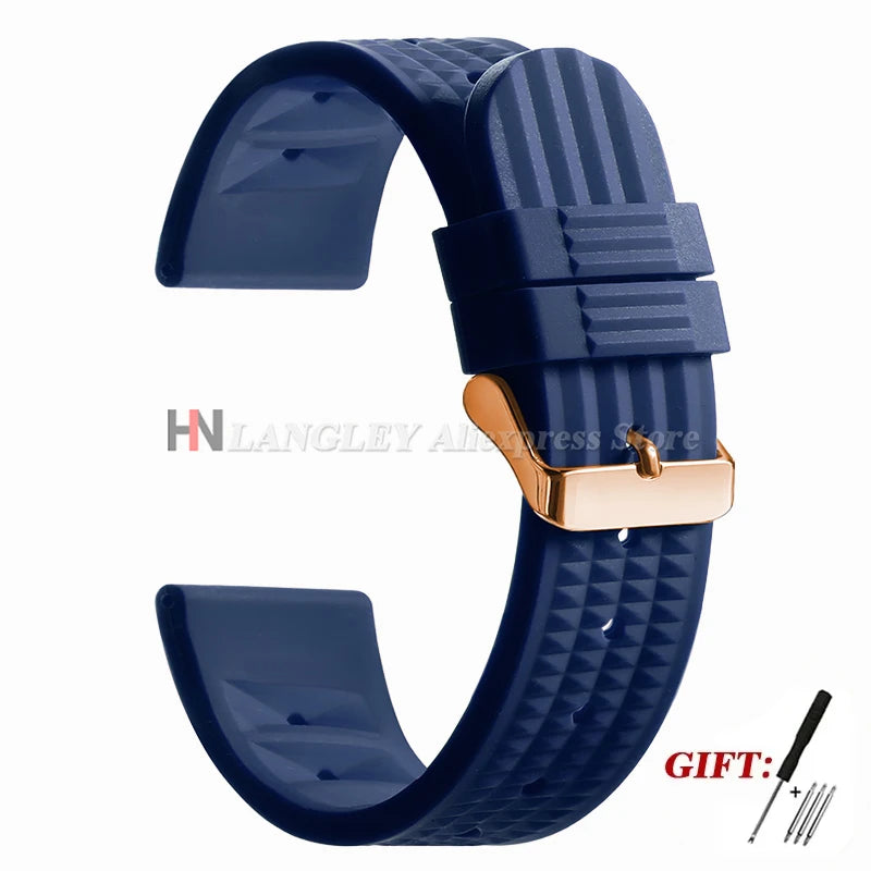 Soft Rubber Waffle Watch Band 20mm 22mm for Seiko for Rolex Water Ghost Sport Silicone Wristband Men's Replacement Strap Premium
