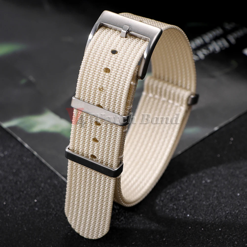 Ribbed Nylon Watch Band  for Seiko 18mm 20mm 22mm Comfortable Watch Straps Loop Military Washable Blet for Rolex Men Watchbands