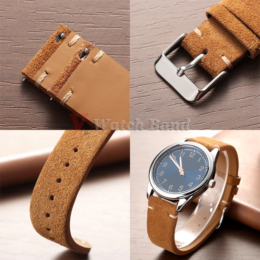 19mm 21mm 20mm 22mm 14mm 16mm 18mm Watch Band Calfskin Wristband Quick Release Soft Suede Strap Bracelets Women&Men Accessories